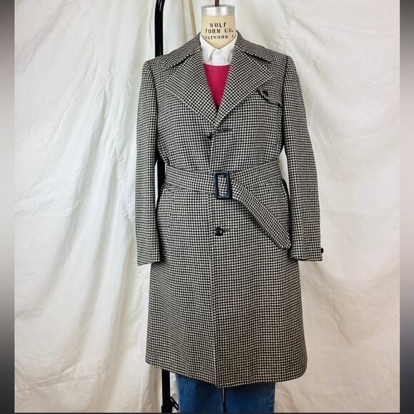 Harbor Master Other - Vtg Harbor Master Trench Coat John Weitz Houndstooth Orlon Lined Jacket 44 Large